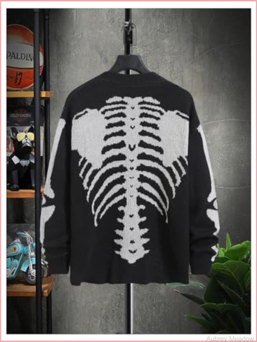 Women's Skeleton Print V Neck Button Down Goth Cardigan Grunge Loose Fit - Picture 2 of 6